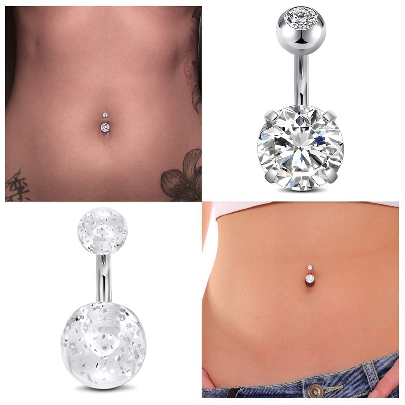 JFORYOU 1/4 Inch Short Belly Button Rings 14G 6mm Stainless Steel Short Belly Navel Button Rings 10 PCS for Women Men - Image 3